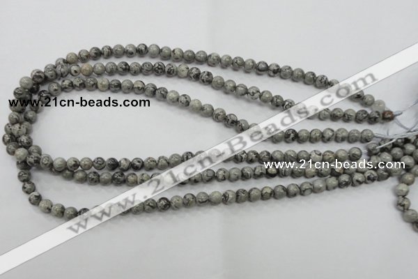 CPT102 15.5 inches 6mm round grey picture jasper beads