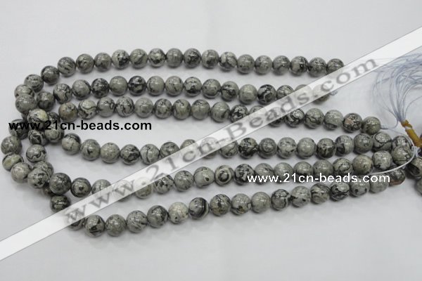 CPT104 15.5 inches 10mm round grey picture jasper beads