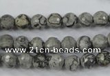 CPT112 15.5 inches 8mm faceted round grey picture jasper beads