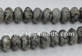 CPT120 15.5 inches 6*10mm faceted rondelle grey picture jasper beads