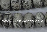 CPT135 15.5 inches 12*20mm faceted rondelle grey picture jasper beads