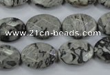 CPT145 15.5 inches 13*18mm faceted oval grey picture jasper beads