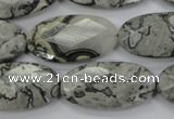 CPT148 15.5 inches 15*30mm faceted marquise grey picture jasper beads