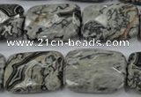 CPT156 15.5 inches 18*25mm faceted rectangle grey picture jasper beads