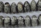 CPT160 15.5 inches 9*16mm rondelle grey picture jasper beads