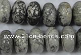 CPT161 15.5 inches 10*18mm rondelle grey picture jasper beads