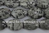 CPT171 15.5 inches 13*18mm oval grey picture jasper beads