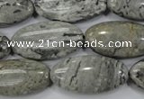 CPT175 15.5 inches 15*30mm marquise grey picture jasper beads