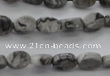 CPT185 15.5 inches 4*6mm oval grey picture jasper beads wholesale