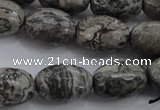 CPT195 15.5 inches 13*18mm faceted rice grey picture jasper beads