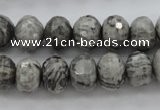 CPT196 15.5 inches 5*8mm faceted rondelle grey picture jasper beads