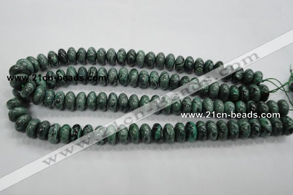 CPT200 15.5 inches 8*14mm rondelle green picture jasper beads