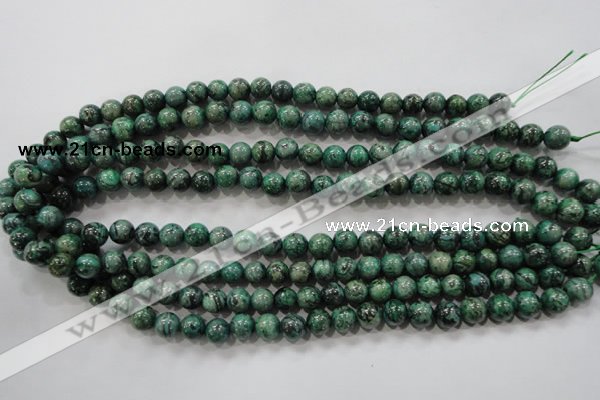 CPT205 15.5 inches 8mm round green picture jasper beads