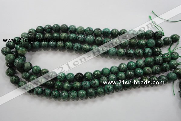 CPT206 15.5 inches 10mm round green picture jasper beads