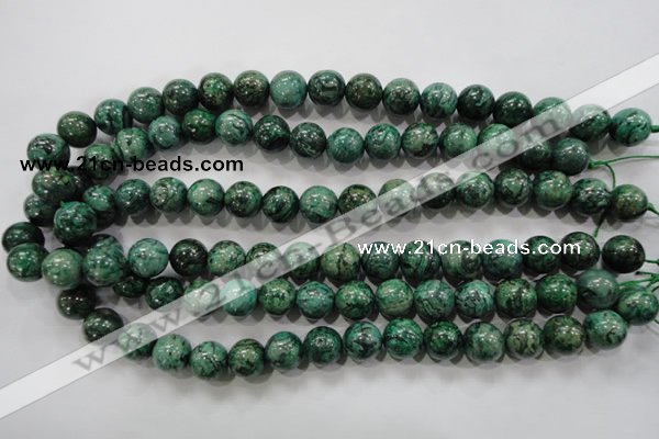 CPT207 15.5 inches 12mm round green picture jasper beads