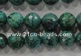 CPT216 15.5 inches 12mm faceted round green picture jasper beads