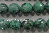 CPT217 15.5 inches 14mm faceted round green picture jasper beads