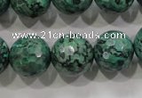 CPT218 15.5 inches 16mm faceted round green picture jasper beads