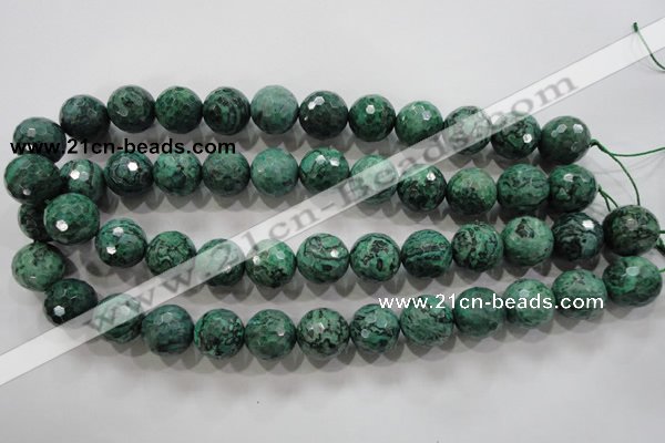 CPT218 15.5 inches 16mm faceted round green picture jasper beads