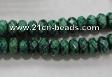 CPT222 15.5 inches 5*8mm faceted rondelle green picture jasper beads