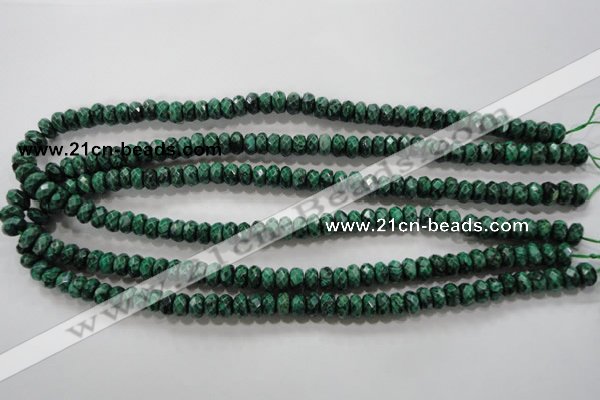 CPT222 15.5 inches 5*8mm faceted rondelle green picture jasper beads