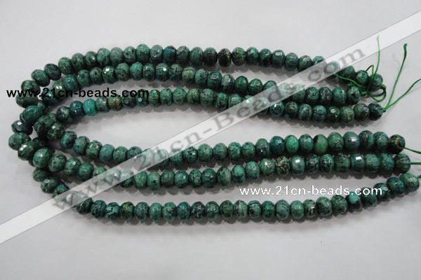 CPT223 15.5 inches 6*10mm faceted rondelle green picture jasper beads