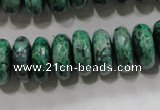 CPT224 15.5 inches 7*15mm faceted rondelle green picture jasper beads