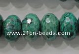 CPT227 15.5 inches 12*20mm faceted rondelle green picture jasper beads