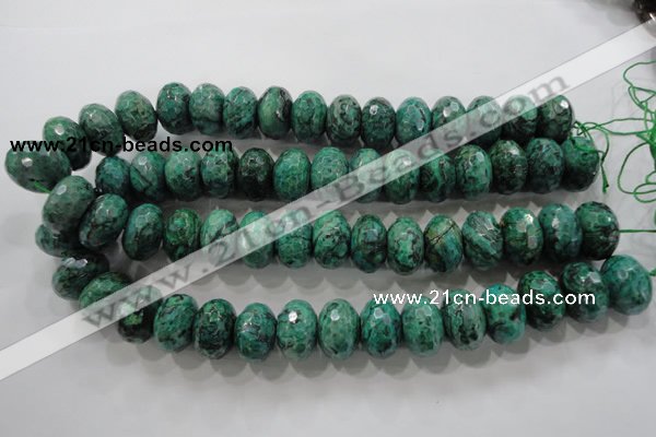 CPT227 15.5 inches 12*20mm faceted rondelle green picture jasper beads