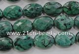 CPT237 15.5 inches 10*14mm faceted oval green picture jasper beads