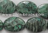 CPT241 15.5 inches 18*25mm faceted oval green picture jasper beads