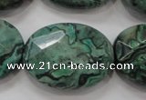 CPT243 15.5 inches 22*30mm faceted oval green picture jasper beads