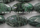 CPT245 15.5 inches 15*30mm faceted marquise green picture jasper beads