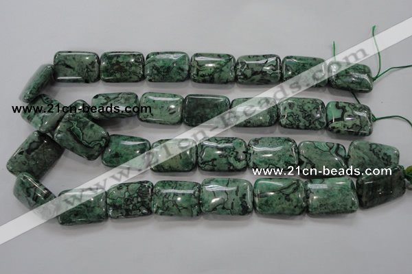 CPT250 15.5 inches 18*25mm rectangle green picture jasper beads