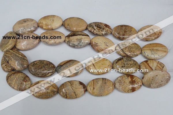 CPT254 15.5 inches 20*30mm oval picture jasper beads wholesale