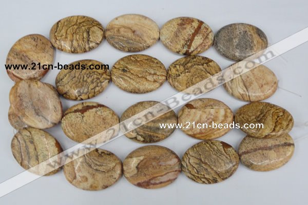 CPT256 15.5 inches 30*40mm oval picture jasper beads wholesale