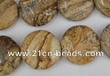 CPT258 15.5 inches 18mm flat round picture jasper beads wholesale