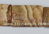 CPT265 15.5 inches 25*35mm flat tube picture jasper beads wholesale