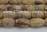 CPT272 15.5 inches 8*12mm rice picture jasper beads wholesale