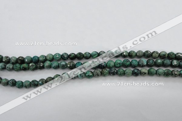 CPT303 15.5 inches 6mm faceted round green picture jasper beads