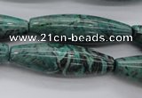 CPT307 15.5 inches 12*40mm rice green picture jasper beads