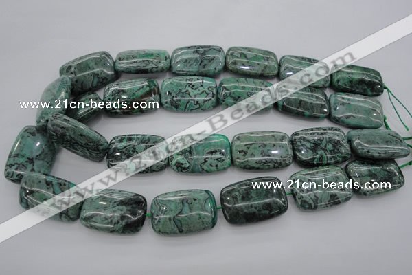 CPT315 15.5 inches 20*30mm rectangle green picture jasper beads