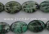 CPT318 15.5 inches 10*14mm oval green picture jasper beads