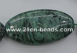 CPT324 15.5 inches 25*50mm oval green picture jasper beads