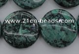 CPT332 15.5 inches 25mm flat round green picture jasper beads