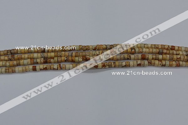 CPT461 15.5 inches 2*4mm heishi picture jasper beads wholesale