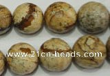 CPT506 15.5 inches 16mm faceted round picture jasper beads wholesale