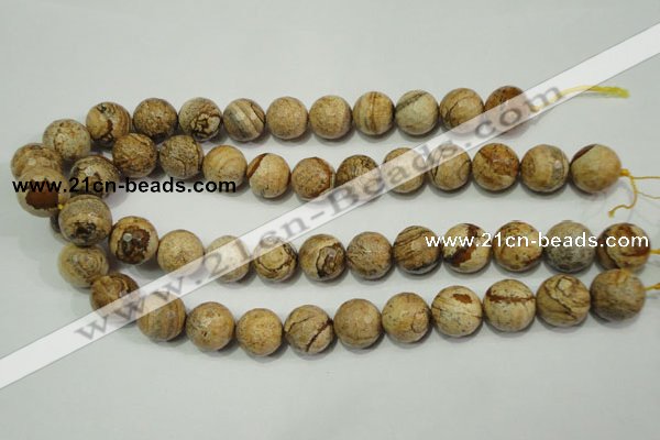 CPT506 15.5 inches 16mm faceted round picture jasper beads wholesale