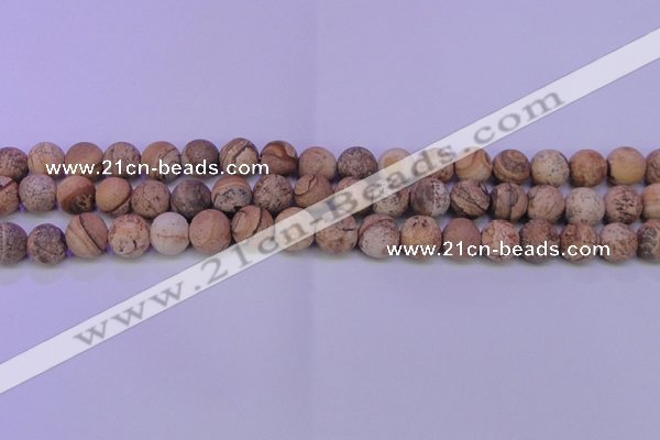 CPT524 15.5 inches 12mm round matte picture jasper beads