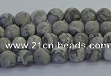 CPT570 15.5 inches 4mm round matte grey picture jasper beads